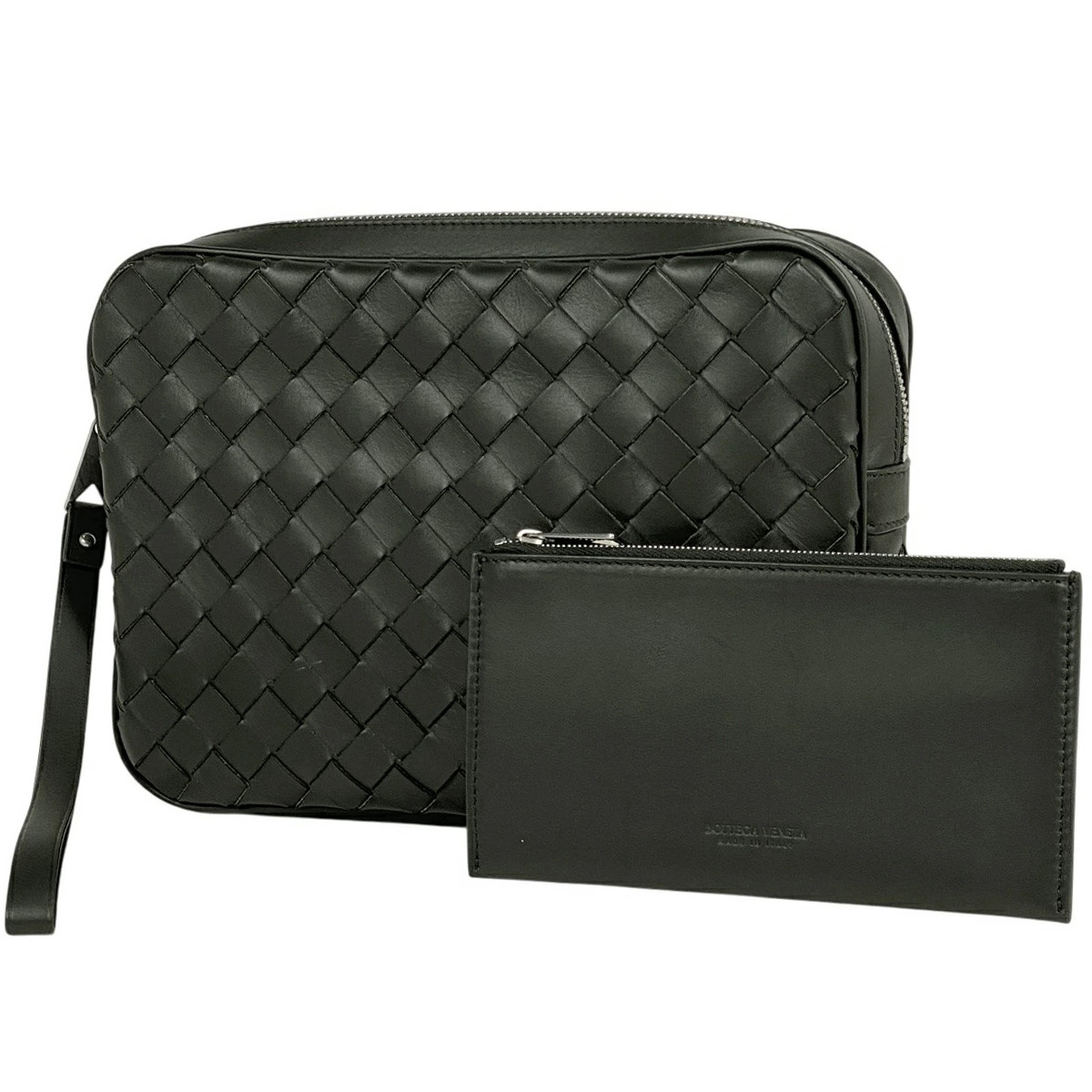 Bottega Veneta Intrecciato Shoulder Bag Woven Nappa Leather Clutch Black